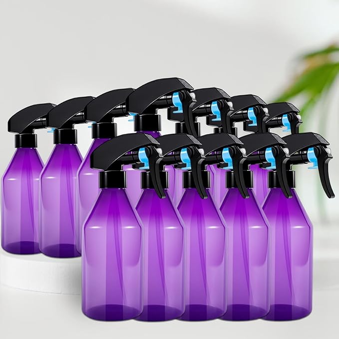 Plant Mister Spray Bottle, 10oz Plastic Fine Mist Spray Bottles, Empty Plant Sprayer Mister Water Spritzer for Gardening, Hair, Cleaning Solutions, Purple (12)