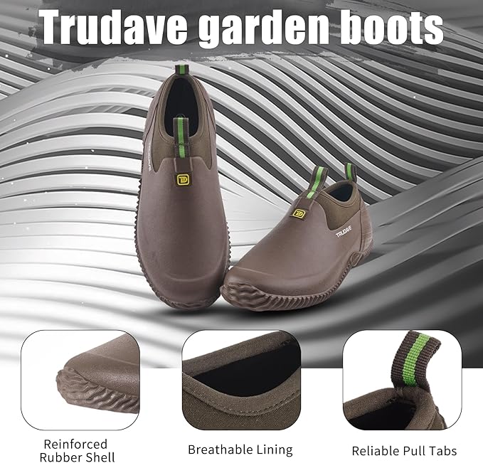 Trudave Garden Shoes for Men & Women, Waterproof Rubber Shoes with 4.5mm Neoprene, Womens Rain Boots for Gardening,Size 6-13