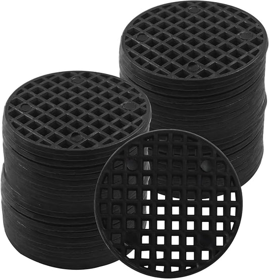 100pcs Plant Drainage Mesh Pads - 1.8 Inch Round Plastic Grid Mat, Breathable Soil Guard for Potted Plants, Bonsai (Black)