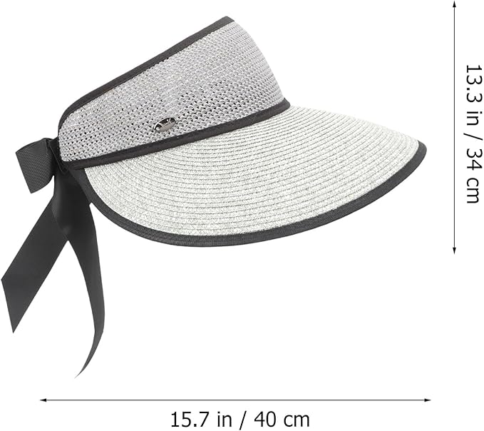 Wide Brim Woven Summer Straw Hat for Women Open-top Sunshade Beach Hat with Design Breathable Cooling Outdoor Sun Protection for Hiking Pool Fishing and Garden Activities