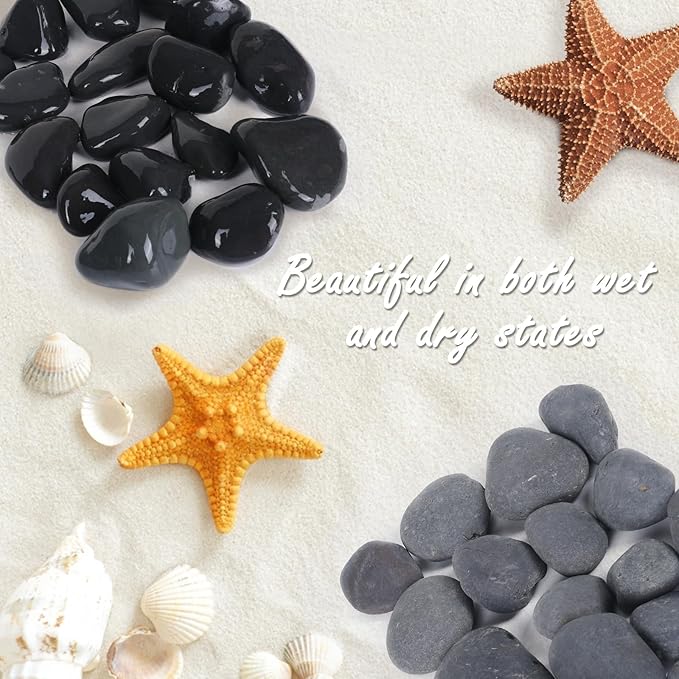 11LB Stone Pebbles River Rocks, 100% Natural Hand-Picked Premium Decorative Pebbles, Ideal for Garden Landscaping, Home Decor, Aquariums, Painting, Crafting and Gifts, Onyx Black