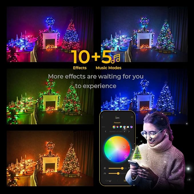 LED Christmas Lights, 300 LED 78.5ft App-Controlled Smart Indoor String Lights with Green Wire, 5 Music Modes for Party Holiday Wedding Decoration