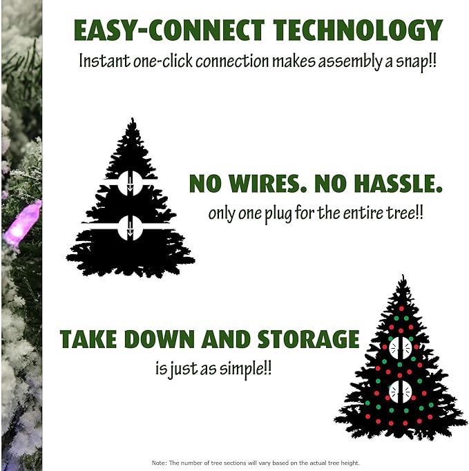 Fraser Hill Farm 9-Ft. Snowy Pine Flocked Artificial Christmas Tree with White Incandescent Smart Lights and Stand, Prelit Foldable Fake Tree with Realistic Snowy Foliage for Home Decoration