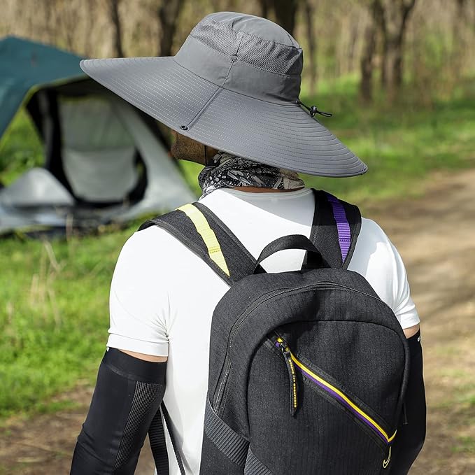 HUAMULAN 6" Super Wide Brim Sun Hats, Men and Women Bucket Hat for Fishing Hiking Garden Lawn Work Safari Camping Outdoor