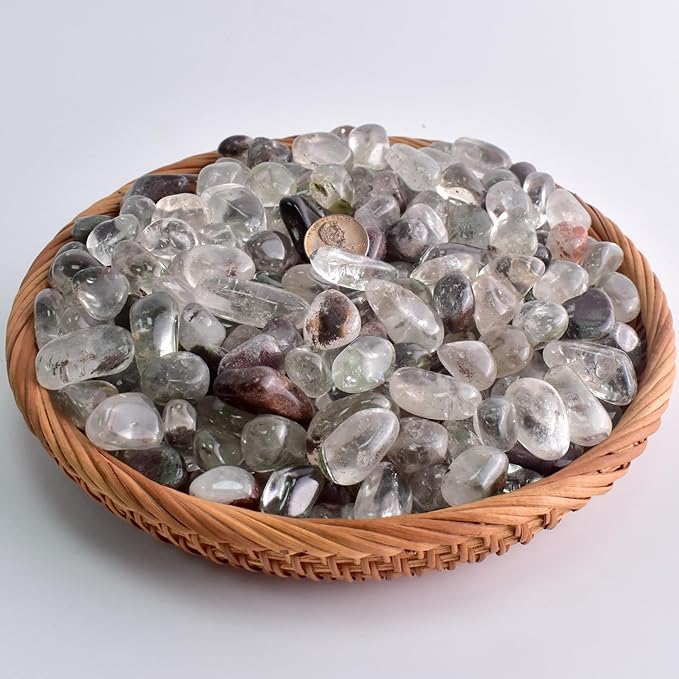 Polished Green Phantom Crystals - 72 Pcs, 0.5" 10 oz Handpicked Natural Tumbled Gemstones Rocks, Pebbles for Reiki, Chakra, Healing Home Decor