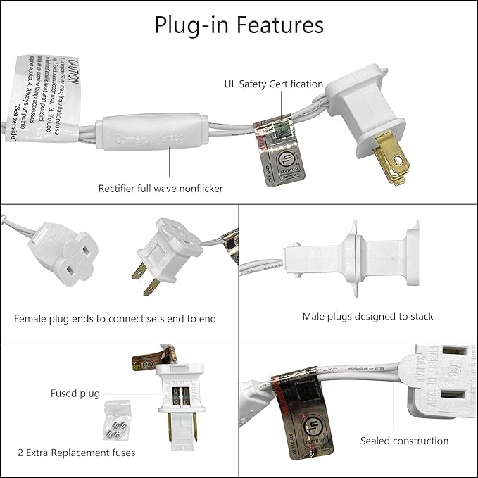 Christmas Lights 50 LED 17FT Commercial Mini LED String Lights, 120V UL, White Wire Xmas Lights for Indoor & Outdoor Use, Holiday Party Decorations,Trees, Light Displays (Warm White)
