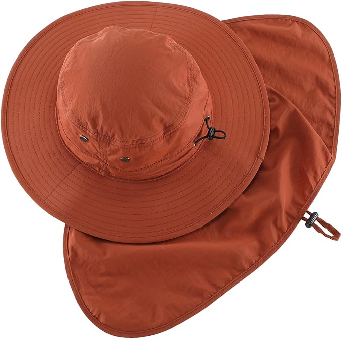Home Prefer UPF50 Mens Sun Hat with Neck Flap Quick Dry UV Protection Cap Womens Wide Brim Fishing Hat Neck Flap Beach Garden