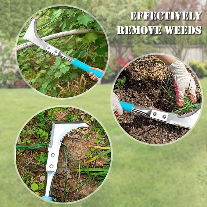Kosoyo Crack Weeder Crack Weeding Tool Sawtooth Wave Manual Scythe Stainless Steel Gardening Tool -11.42"（2Pack）