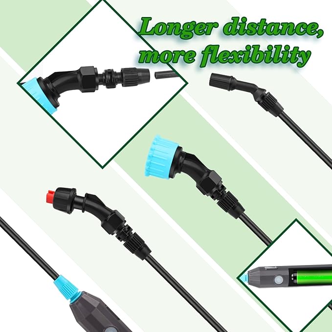 Battery Powered Electric Garden Sprayer, Upgrade Double Wand With USB Rechargeable Handle, 3 Mist Nozzles, Shoulder Strap - 1.35Gallon/5L