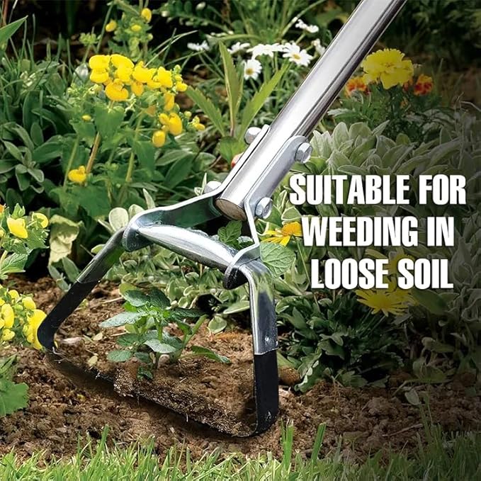 Hoe Garden Tool, Scuffle Garden Hoe with Long Handle, Adjustable Hula Hoe for Easy Weeding (45 Inch)