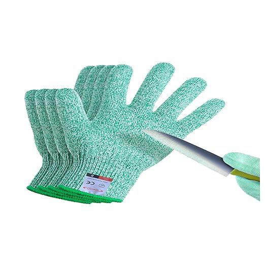 2 Pairs Cut Resistant Gloves for Kids 7-9 Years, Level 5 Protection Cutting Gloves Food Grade for Cooking, Whittling, Wood Carving, Gardening and DIY(Green-XXS)