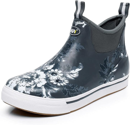 WTW Unisex Rain Boots for Men and Women Waterproof Rubber Fishing Deck Boots Neoprene Boots Slip on Ankle Garden Shoes