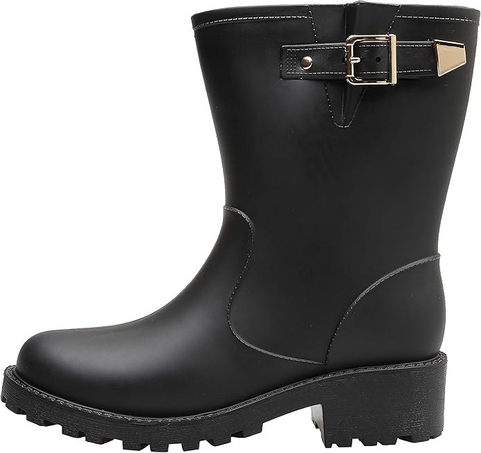 Women's Short Rain Boots Waterproof Slip On Ankle Chelsea Booties