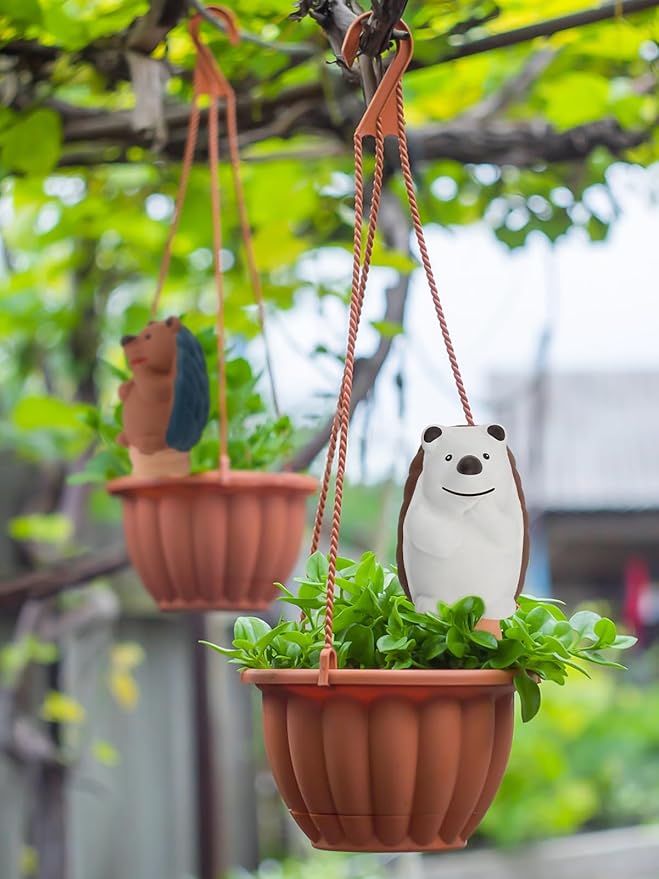 4Pcs Plant Watering Globes, Kalolary Hedgehog Shape Self Watering Spikes Terracotta Drip Water Stakes Irrigation Watering Bulbs for Pot, Indoor, Outdoor, Vacation