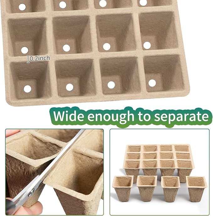 320Cells Seedling Start Trays,20 Pack Peat Pots Seedling Pots Biodegradable,Seedling Starter Kit,Organic Germination Plant Starter Trays