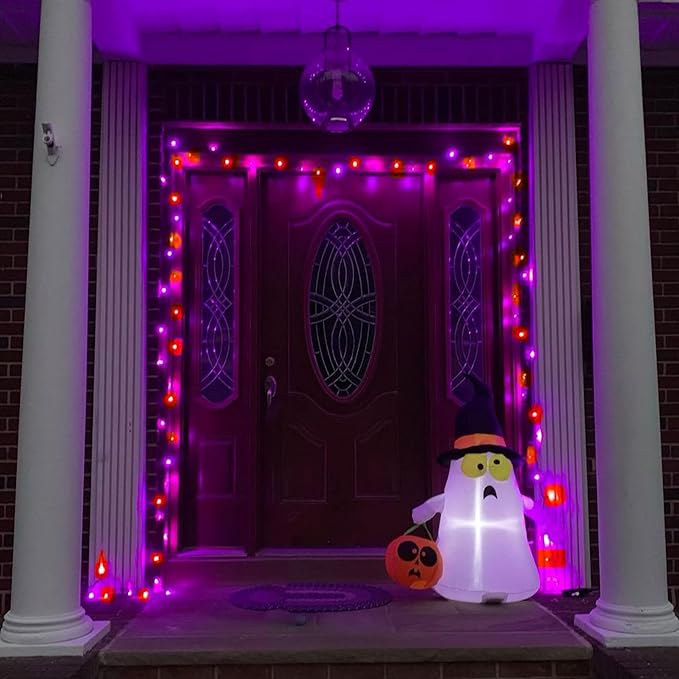 TW SHINE Halloween Lights, 400 LED 132FT Outdoor Halloween Lights Plug in with 8 Modes, Waterproof Light Outdoor, Indoor Decorations for Party Yard Haunted House Decor, Orange and Purple