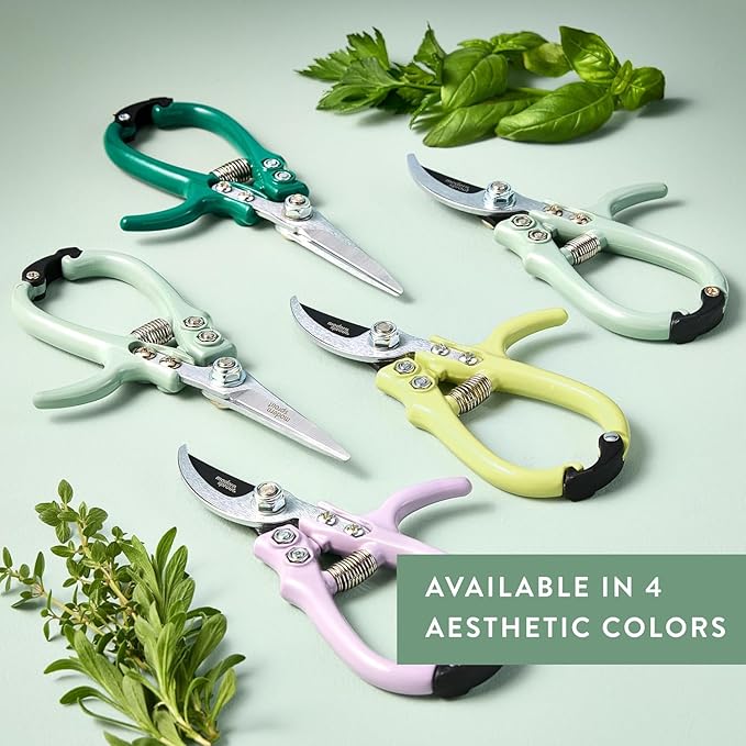 Modern Sprout Pruning Shears - Herb Snipping Scissors- Lightweight Gardening Tools W/Easy Lock - Flower Cutter Garden Shears - Carbon Steel Blade + Plastic-Free Reusable Holster (Multicolor, 12 Pcs)