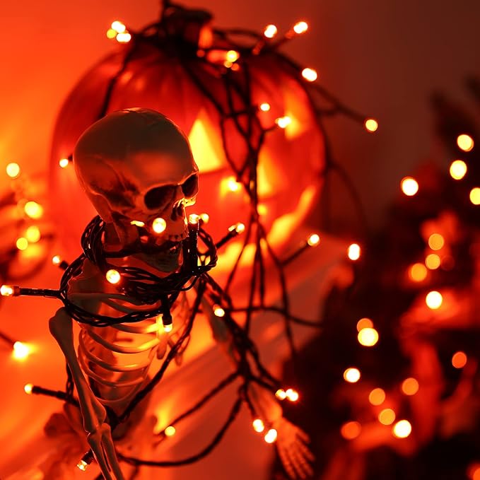 Toodour Orange Candlelight Halloween Lights, 131ft 350 LED String Lights with 9 Modes, Timer, Connectable, Dimmable Orange Halloween Outdoor Lights for Home, Party, Garden, Yard, Holiday Decorations