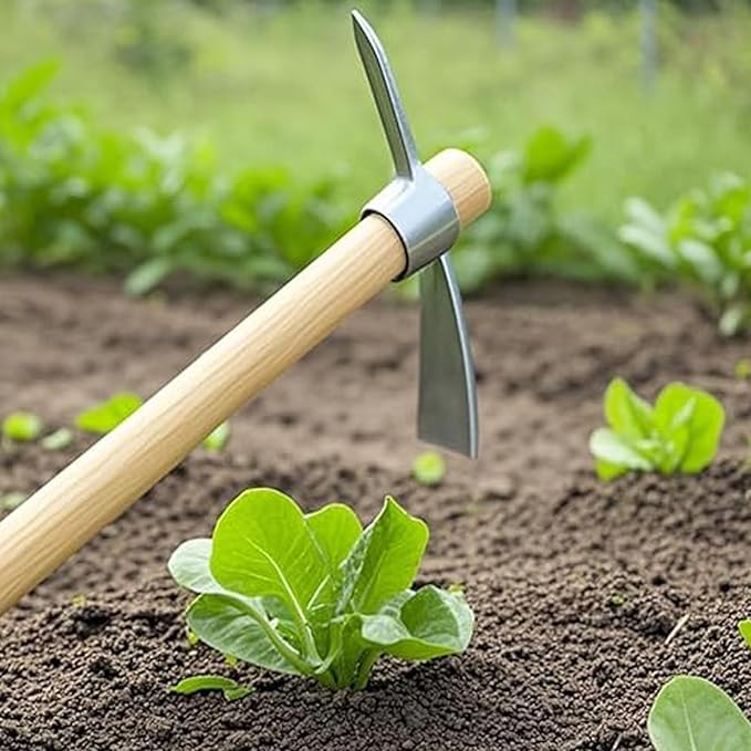 2 Pack 16 Inch Garden Pick Axe, Stainless Steel Hoe with Hardwood Handle, Pick Mattock Hoe, Mattock Cutter for Weeding, Digging, Landscaping, Loosening Soil