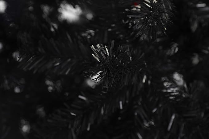 Black 8ft Artificial PVC Christmas Tree with 1500 Tips & Metal Stand Gorgeous Faux-Pine Halloween Xmas Tree Seasonal Holiday Decoration for Home,Office and Party