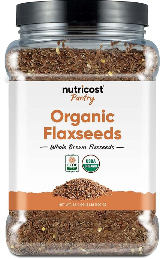 Nutricost Pantry Organic Flaxseeds (2 Pounds) - Whole Brown Flaxseeds, Vegan, GMO-Free, Gluten-Free