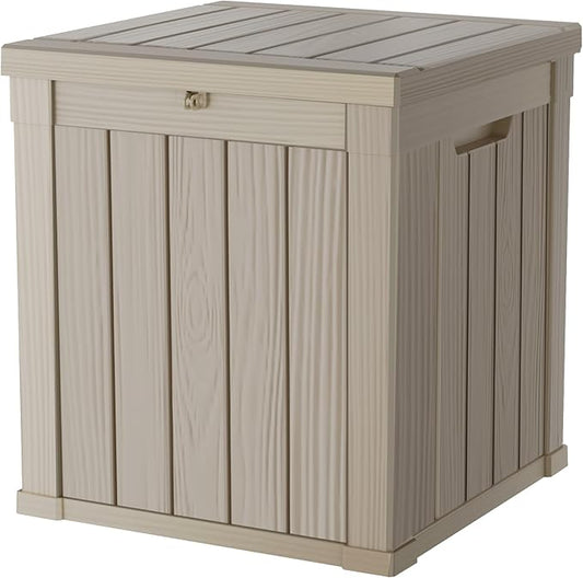 50 Gallon Deck Box, Resin Outdoor Indoor Waterproof Storage Box, Lockable Storage Box With Handle for Patio Furniture - Garden Tools - Swimming Pool Tools UV-Resistant, Brown