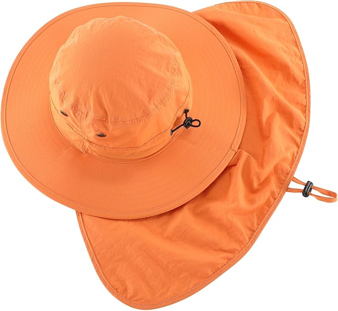 Home Prefer UPF50 Mens Sun Hat with Neck Flap Quick Dry UV Protection Cap Womens Wide Brim Fishing Hat Neck Flap Beach Garden