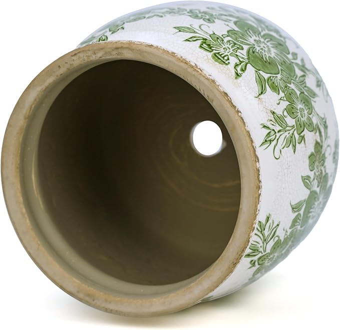 Ceramic Pot for Planter, Vintage Flower Pot with Drainage Holes, 6.29 inch Ice Crack Glazed Indoor Planters Pot (Traditional)