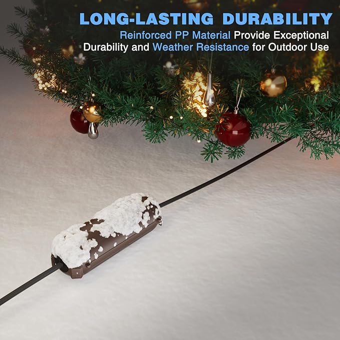 Flemoon [3 Pack] Outdoor Extension Cord Waterproof Cover, Weatherproof Electrical Connection Box for Outdoor Plug, Outlet, Outdoor Outlet, Socket, Halloween, Christmas Holiday Decoration Light, Brown