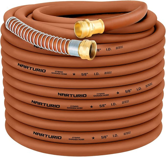Heavy Duty Garden Hose 5/8" x 100ft, Flexible Lightweight Water Hose, Hybrid Rubber, NO Kink, 650 Burst PSI, Male to Female Fittings