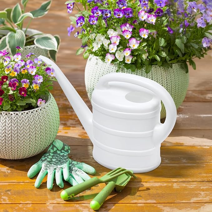Watering Can - for Indoor Plant Garden - 1/3 Gallon - White