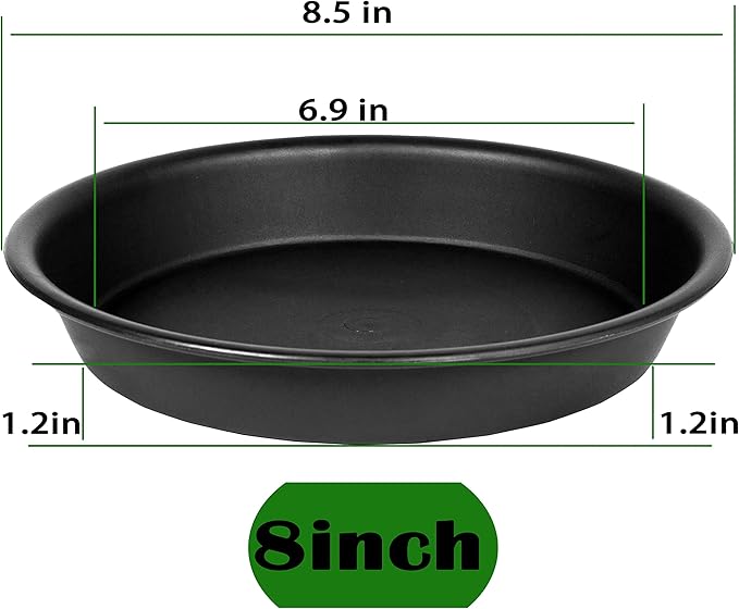 6 Pack of 8 inch Plant Saucer, Heavy Duty Plastic Plant Water Tray, Pebble Tray, Flower Saucers for Indoors, Pot Saucers, Bird Bath Bowls, Plant Dishes for Planter 7"/8" (8", Black)