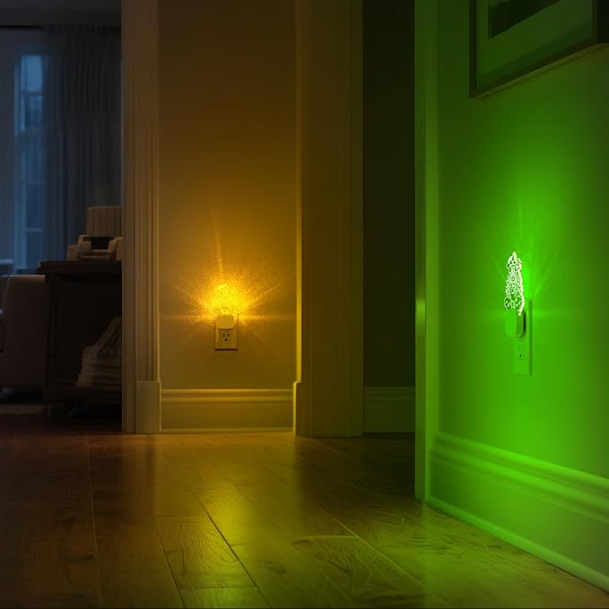 DORESshop Cute Night Light for Kids [2 Pack], Night Lights Plug Into Wall, Acrylic Carved Castle 8 Color Changing Baby NightLight with Dusk to Dawn Sensor, LED Night Lights for Children Girls Bedroom