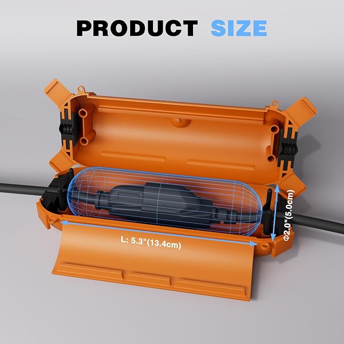 Flemoon [3 Pack] Outdoor Extension Cord Safety Cover with Waterproof Seal, Weatherproof Electrical Connection Box to Protect Outdoor Outlet, Plug, Socket, Christmas Holiday Decoration Light, Orange