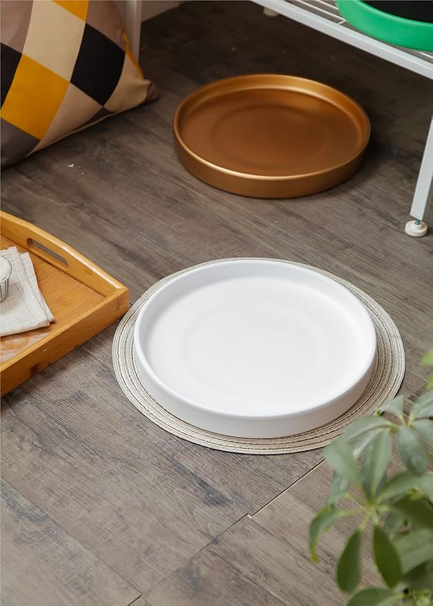 12 Inch Ceramic Saucer - Ceramic Drainage Tray for Plant Pot (Matte Gold)