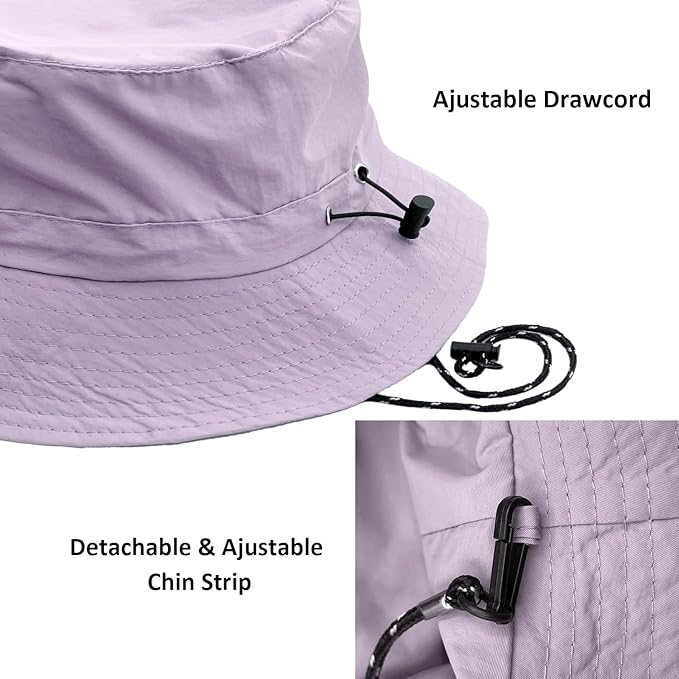 woogwin Waterproof Bucket Rain Hat with Chin Strap Quick Dry Packable Boonie Sun Hat Safari Hat UV Protection