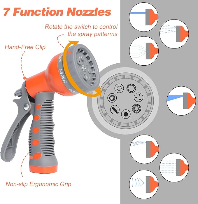 Garden Hose 75 ft 5/8,Rubber Water Hose Heavy Duty, Hybrid Durable Flexible Hose,No Kink Hose for Outdoor Yard Lawn with Sprayer Nozzle and 3/4''Brass Solid Fittings