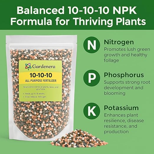 𝐁𝐄𝐒𝐓𝐒𝐄𝐋𝐋𝐄𝐑 10-10-10 Plant Fertilizer Slow Release | 10 10 10 All Purpose Fertilizer for Fruit Trees, Evergreens, Vegetables, Arborvitae, Fig Trees, Shrubs, Pines, Oaks, Flowers [8 OZ]