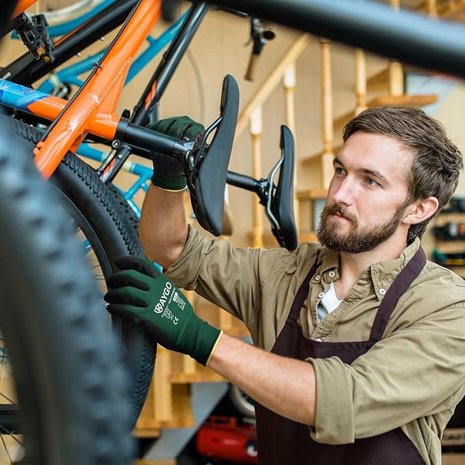 KAYGO Safety Work Gloves PU Coated,12 Pairs KG11PB Seamless Knit Glove for Men and Women, with Smooth Grip on Palm and Fingers, Ideal for General Duty Work (2X-Large,Dark Green)