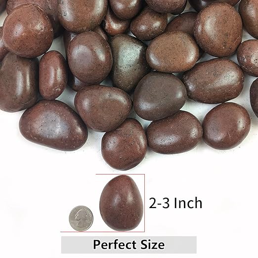 Rocks for Plant 5lbs, Red River Rocks 2-3 Inch Natural Pebbles for Indoor Plants, High Polished Decorative Stones Vase Filler Fish Tank Aquariums Landscaping Garden