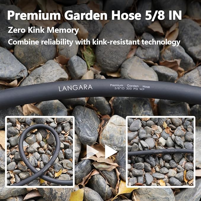 Heavy Duty Premium Garden Hose 150ft x 5/8", 300PSI Working, 1000PSI Burst, Water Hose with Transparent Swivel Handle - Hot/Cold Water - Five Layered Braiding for Durability
