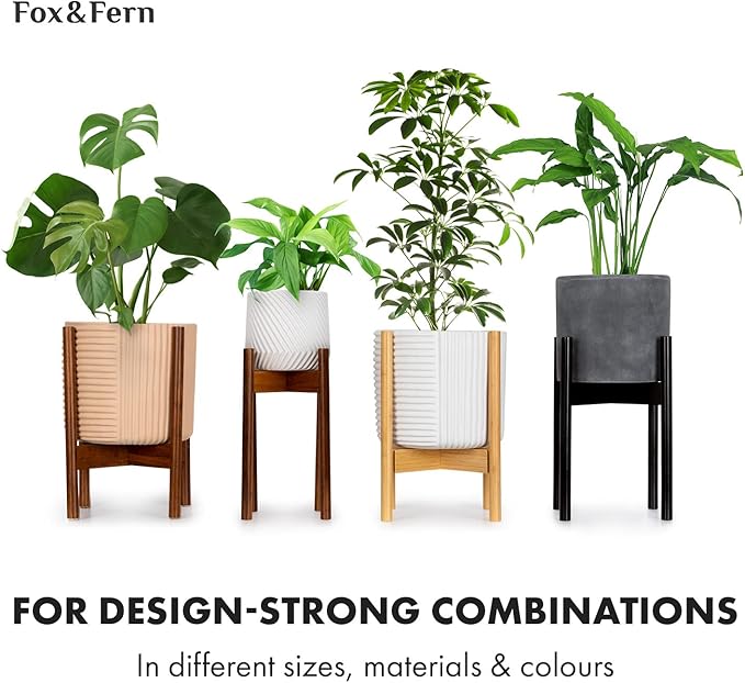 Fox & Fern 12" & 14.6" Large Planters (Set of 2) — Premium Lightweight Fiberstone Matte White Plant Pots with Drainage Plug; Extra Large Planters for Indoor & Outdoor; Weather Resistant & UV Resistant