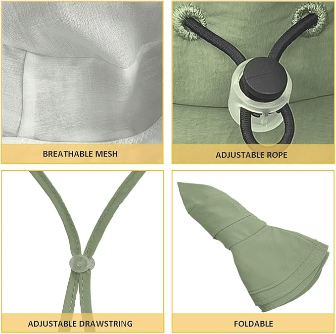 Sun Hats for Women Wide Brim Ponytail UV Protection Beach Hat Packable Waterproof Bucket Hat for Travel Hiking Gardening