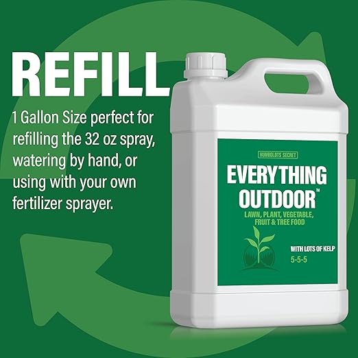 Humboldts Secret Everything Outdoor Plant Food - 5-5-5 Liquid Fertilizer with Kelp - All Purpose Plant, Vegetable, Fruit Tree and Lawn Fertilizer (1 Gallon Refill)
