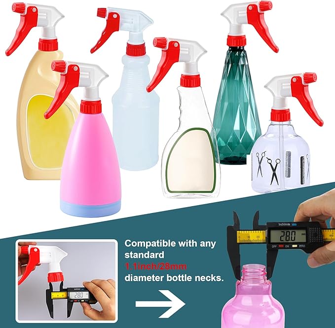 Spray Bottle Nozzles Plastic Heavy Duty Trigger Spray Nozzle 6Pcs Replacement Head Leak Proof Water Bottle Spray Nozzles Adjustable Head Sprayer