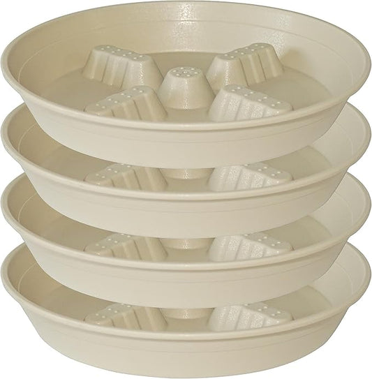 4 Pack Plant Saucer 8 inch, 10 12 14 17 inch, Plant Stand Plastic Plant Saucers for Indoors Outdoor, Heavy Duty Flower Planter Drip Trays for Pots, Pot Saucers for Plants, Grow Bags Saucers