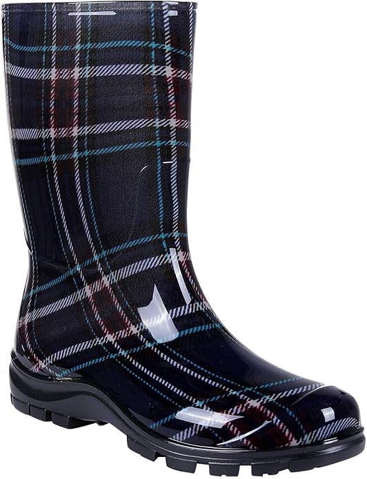 Asgard Women's Mid Calf Rain Boots Printed Waterproof Rubber Boots Short Garden Shose