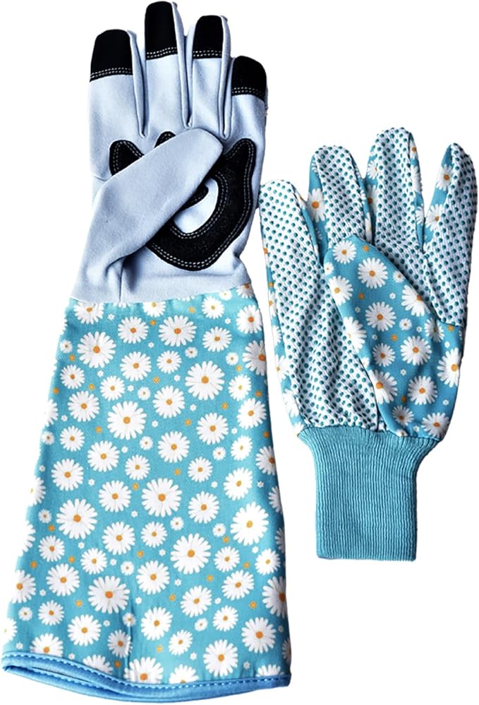 Long Sleeve Thorn Proof Gardening Gloves for Women - 1 Pair Long and 1 Pair Short for Yard Work - Gardening Gifts (Green, Medium)