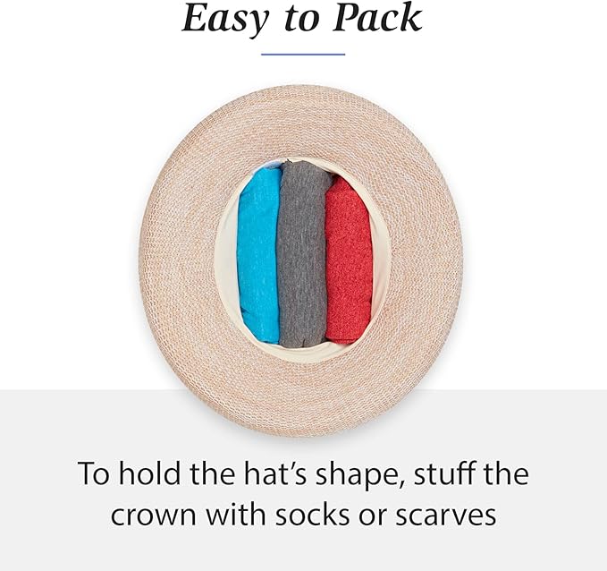 Wallaroo Hat Company Women’s Victoria Fedora – UPF 50+ UV Protection, Wide Brim, Medium Size, Packable & Adjustable Sun Hat