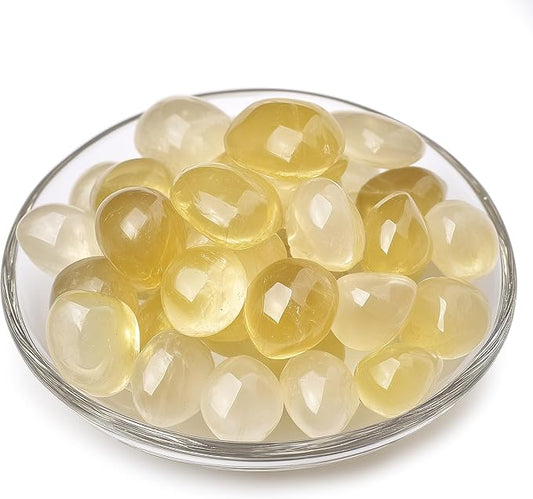 Polished Stone Set Citrine Crystals, 0.8" Handpicked Tumbled Gemstones Rocks, Pebbles for Reiki, Chakra, Healing, Home Decor